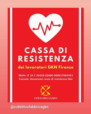 Spendenkonto für den Kampf der KollegInnen bei GKN in Florenz