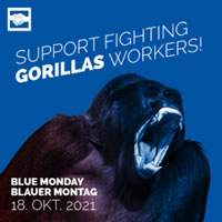 18. Oktober 2021: Blue Monday @Gorillas - Protest gegen Union Busting durch Lieferdienst
