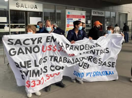 Streik der Gewerkschaft Siglo XXI der Reinigungsbeschäftigten im Krankenhaus Antofagastas in Chile