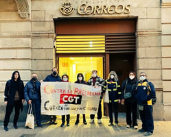 CCOO, UGT, CGT und Sindicato Libre rufen im Januar 2022 zu Streiktagen in ganz Spanien gegen die Zerschlagung der Post (Correos) auf