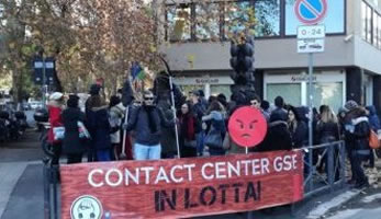Italien: streikenden Agents des Call Centers Almaviva Contact Center Gse in Rom