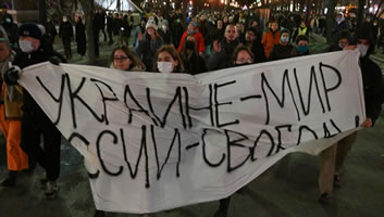 Deminstation In Moskau gegen den Krieg in der Ukraine