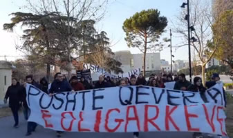 Teuerungsproteste in Albanien: »Besteuert die Oligarchen – nicht das Volk!« (Foto: Organizata Politike)