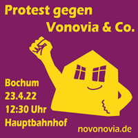 Vonovia an den Kragen! Vonovia-Aktionärsversammlung 29.4.2022 und Demo #KeineProfitemitderMiete am 23.4. in Bochum