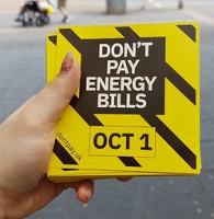 Aufkleber der Don't Pay Energy Bills Kampagne in Großbritannien