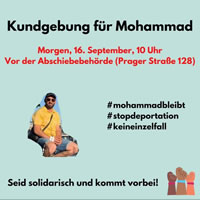 [#MohammadBleibt] Abgebrochene Abschiebung in der Leipziger Südvorstadt: Bleiberecht für Mohammad – Kritik an Polizeieinsatz