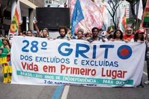 Brasilien: Schrei der Ausgeschlossenen demonstriert am 7.9.22 in Rio de Janeiro (MST)