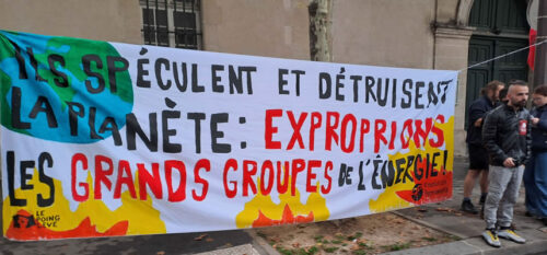 Demonstration am 29.09.2022 in Paris: Die Energiekonzerne betreiben Spekulation & zerstören den Planeten: Enteignet Sie! (Foto von Bernard Schmid)