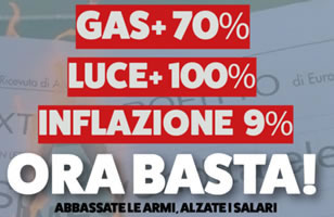 12. Oktober in Italien: Nationaler Mobilisierungstag gegen Gas- und Strompreiserhöhungen und Spekulationen, für Sozialtarife und Lohnerhöhungen (USB)