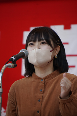 25. nationaler Demonstrationstag der Alternativgewerkschaften in Japan am 6. November 2022 - Tomoko HORAGUCHI, Mitglied der Bezirksversammlung 