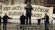 Croatia: Trade unionists speaking at the protest against a new labor code in Zagreb (Foto: Peoples Dispatch)