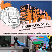 Brasilien: Die U-Bahn von Belo Horizonte wird unbefristet bestreikt gegen ihre Privatisierung - bis zum Erfolg oder der Versteigerung am 22. Dezember 2022