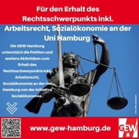 Für den Erhalt des Rechtsschwerpunkts inkl. Arbeitsrecht, Sozialökonomie an der Uni Hamburg: "Errungenschaft der HWP nicht abwickeln!"