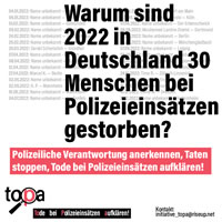 Recherche: Warum sind 2022 in Deutschland 30 Menschen bei Polizeieinsätzen gestorben?