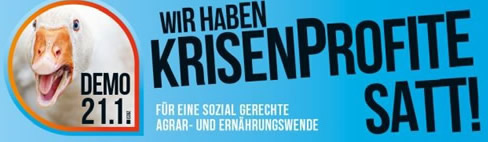 "Wir haben es satt"-Demonstration am 21.1.23 in Berlin: Gutes Essen für alle – statt Profite für wenige!