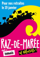 Frankreich: Streik-Mobilisierung am 19. Januar 2023 gegen die Renten"reform" (hier: SUD)