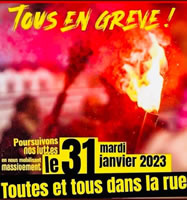 31. Januar 2023: Streik- und Kampftag in Frankreich gegen die Renten"reform"