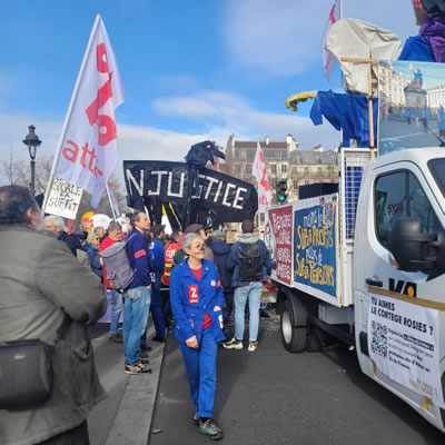 Frankreich: Demo gegen Rentenreform in Paris am 16.2.2023 - Foto von Bernard Schmid