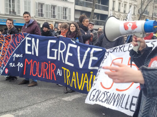 Demo in Paris gegen die Renten"reform" am 7. März 2023: Eltern & Lehrkräfte im Streik, um nicht bis zum Tod zu arbeiten (Foto Bernard Schmid)