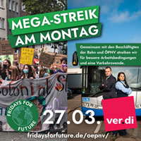 Fridays for Future und ver.di zusammen: MEGA-STREIK für die Verkehrswende am 27.3.2023