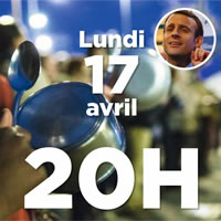 Frankreich: Aufruf zum Töpfeschlagen vor den Rathäusern zur TV-Ansprache von Staatspräsident Macron am 17.4.2023