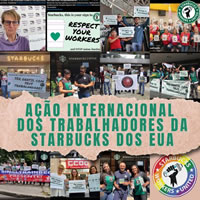 Aktionen zur Unterstützung der Starbucks-KollegInnen am 11. April 2023 in Brasilien