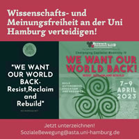 AStA der Universität Hamburg: Wissenschafts- und Meinungsfreiheit an der Uni Hamburg verteidigen!