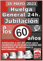 Spanien: Poster für den Aufruf zum Streik am 18. Mai 2023 mit großer 60 drauf