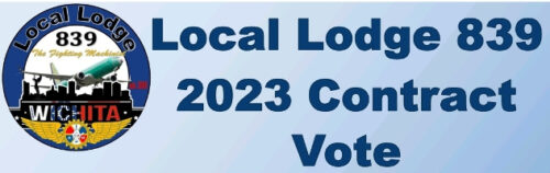 USA/Kansas: Local Lodge 839 2023 Contract Vote - steht dungelblau auf hellblau