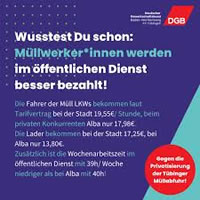 DGB und ver.di Tübingen gegen Privatisierung der Müllentsorgung 
