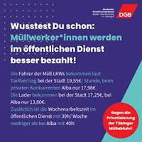 DGB und ver.di Tübingen gegen Privatisierung der Müllentsorgung 