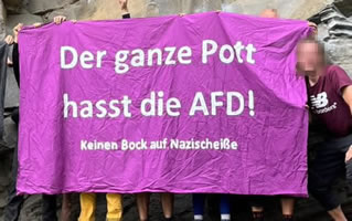 "Der ganze Pott hasst die AfD. Kein Bock auf Nazischeisse." Foto: Antifaschistische Linke Bochum - wir danken!