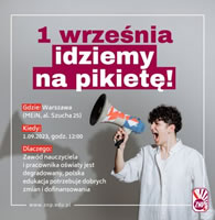 Mahnwache der polnischen Lehrergewerkschaft zum Schulstart am 1. September 2023