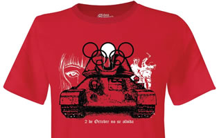 Das Oktober-2023-Shirt von Working Class History/dna: Revolution not Olympics (Tlatelolco Massaker Mexiko 1968)