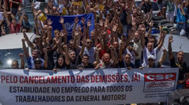 Unbefristeter Streik gegen Massenentlassungen in den drei GM-Fabriken in São Paulo, Brasilien, seit 22. Oktober 2023