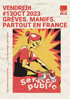 Frankreich: Plakat der CGT zum Aktionstag der "Intersyndicale" am 13. Oktober 2023