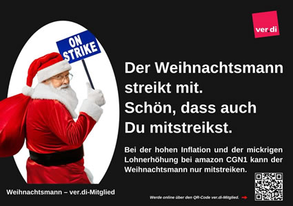 Make Amazon Pay Day 2023: Der Weihnachtsmann streikt mit (ver.di)