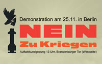 Bundesweite Demo am 25.11.2023 in Berlin: Nein zu Kriegen – Rüstungswahnsinn stoppen – Zukunft friedlich und gerecht gestalten