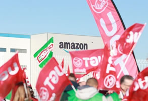 UGT Andalucia: Unbefristeter Streik im Amazon-Logistikzentrum in Dos Hermanas (Sevilla): 90% der Belegschaft fordent bessere Arbeitsbedingungen und höhere Löhne