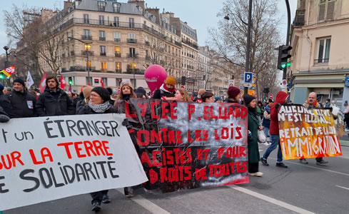 Demo in Paris am Sonntag, den 14. Januar 2024 gegen das neue Ausländergesetz in Frankreich (Foto: Bernard Schmid)