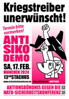 Kriegstreiber unerwünscht! Demonstration und Protestkette am 17. Februar und Friedenskonferenz gegen die NATO-Sicherheitskonferenz 2024