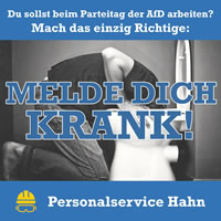 "Du sollst beim Parteitag der AfD arbeiten? Mach das einzig Richtige: Melde Dich krank!" Kampagne des Zentrum für Politische Schönheit