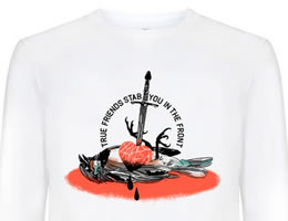 Das Oktober-2024-Shirt von Working Class History/dna: True Friends Stab You In The Front (Oscar Wilde)