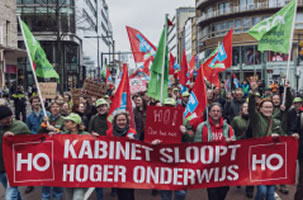 Protest gegen die Kürzungen im Hochschulbereich in den Niederlanden im Frühjahr 2025 (Foto: @mediaapostles)