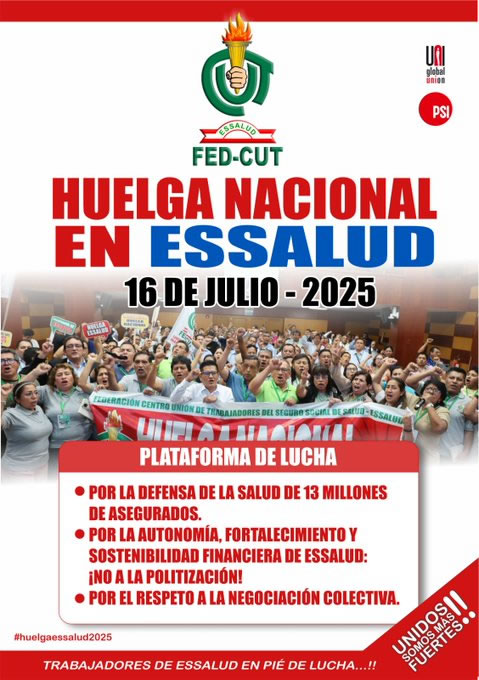 Seit dem 16. Juli 2025 findet in Peru ein unbefristeter landesweiter Streik zur Verteidigung der öffentlichen Gesundheitsversorgung statt