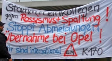 Protest und Solidarität gegen die Abmahnung von Erik Kordes, eines kämpferischen IGM-Vertrauensmanns bei Opel Rüsselsheim