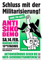 Stoppen wir den Rüstungswahnsinn! Demonstration und mehr am 14. Februar 2026 in München gegen die NATO-Sicherheitskonferenz 2026