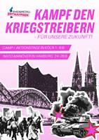 Kampf den Kriegstreibern – Für unsere Zukunft! Rheinmetall-Entwaffnen-Camp in Köln (1.-6.9.2026) und Aktionstage gegen das NATO-Manöver in Hamburg (24.-26.9.)