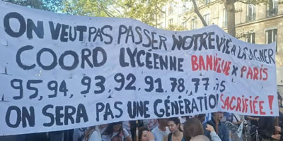 Koordiation der Oberschüler/innen Paris & banlieues rund um Paris bei der Demo am 6.10.2026 in Paris (Foto Bernard Schmid)